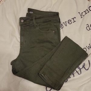 Women's Old Navy Rockstar Super Skinny Olive Jeans | Size 10